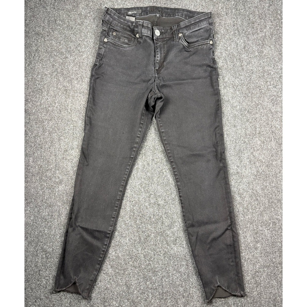 KUT from the Kloth Carlo Ankle Skinny Jeans Black Raw Notch Hem Size 8 Fit 28x25